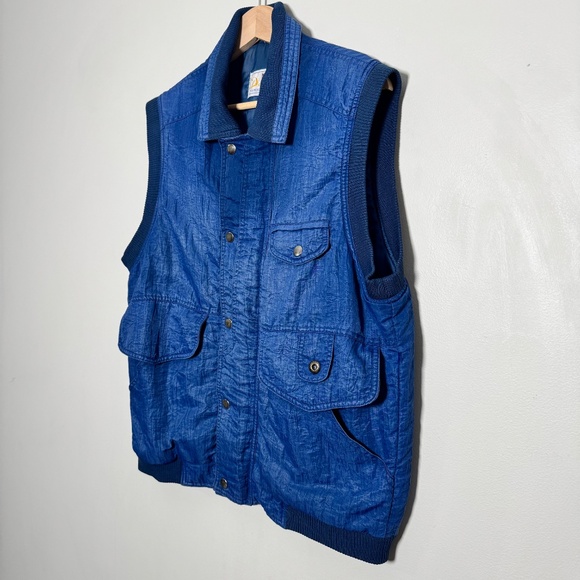 Vintage Demoiselle Famous Sports Wear Utility Full Zip Blue Vest Sz L - Picture 5 of 8